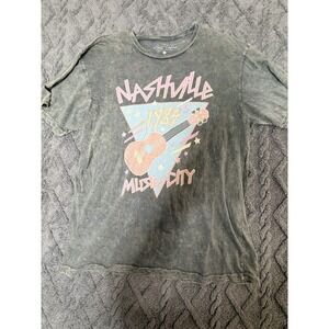 Lotus Fashion Los Angeles Nashville Music City Graphic Tee Shirt Mens L Cotton